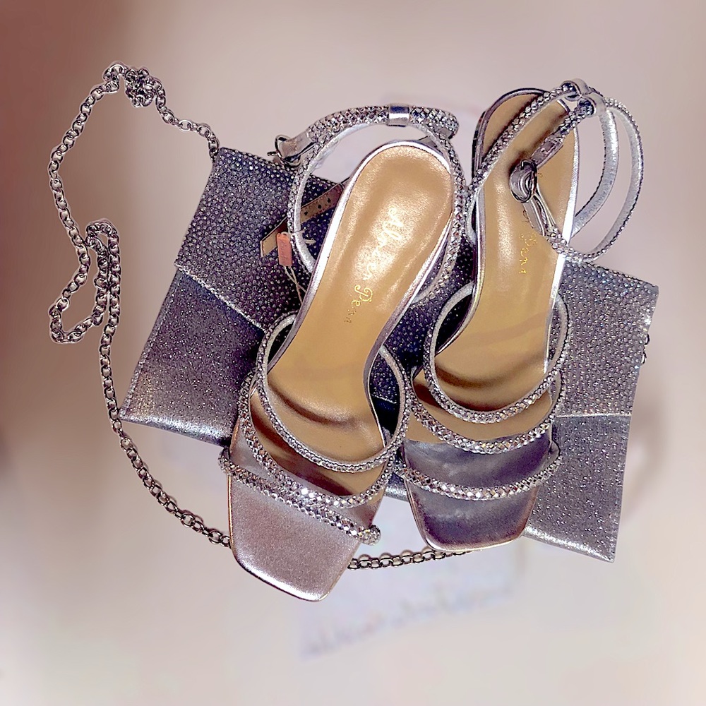 Alma En Peña Silver Rhinestone Sandals-Menbure Evening and  Hand-pack NWT Italy - Picture 7 of 12